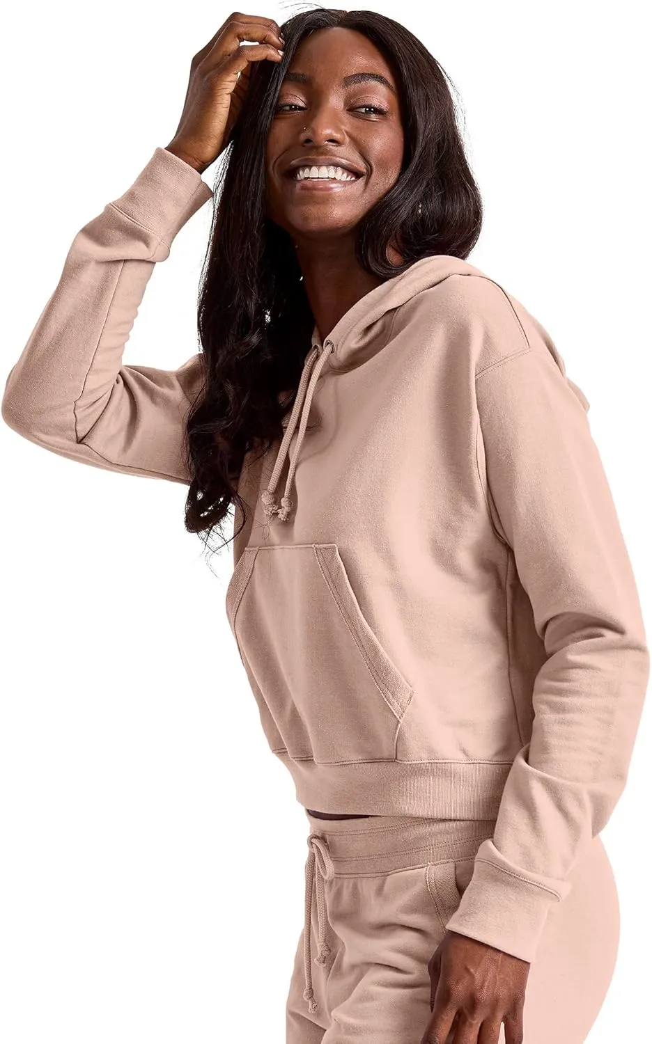 Hanes Women's Originals Pullover Cropped Hoodie, French Terry Hooded Sweatshirt