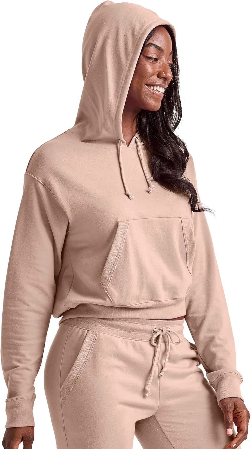 Hanes Women's Originals Pullover Cropped Hoodie, French Terry Hooded Sweatshirt