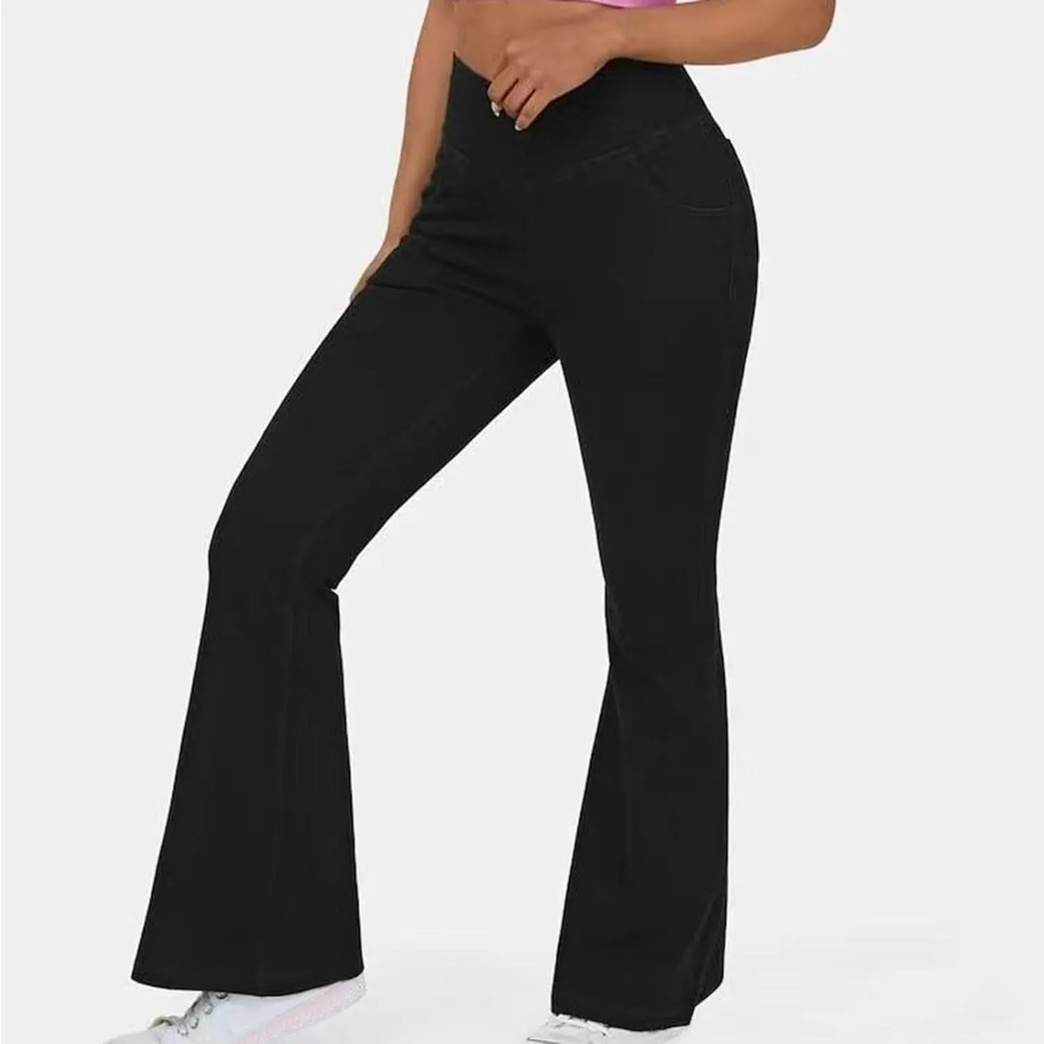 High Waisted Stretchy Flare Jeans for Women Trendy 2024 Bootcut Bell Bottom Jeans V Cross Tummy Control Flare Pants