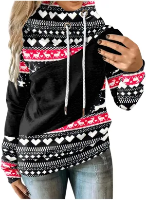 Hoodies for Women High Neck Hooded Sweatshirts Fall Winter Warm Hooded Sweatshirt Long Sleeve Drawstring Pullover Tops