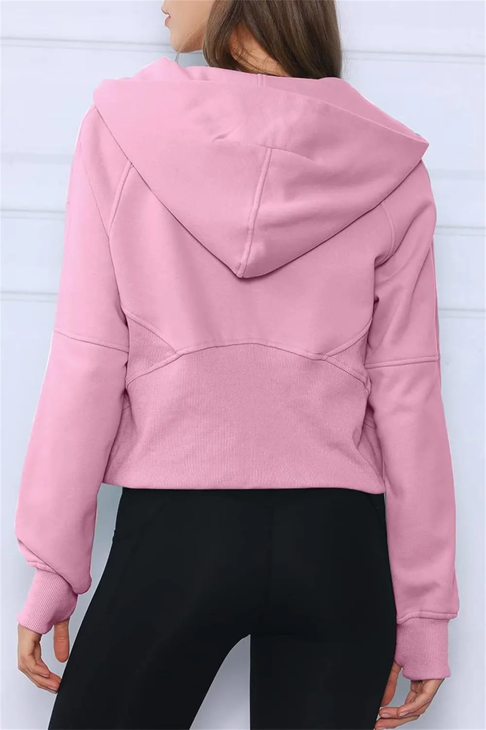 Hoodies Sweatshirts for Women Quarter Half Zip Cropped Fleece Pullover Casual Loose Long Sleeve Tops