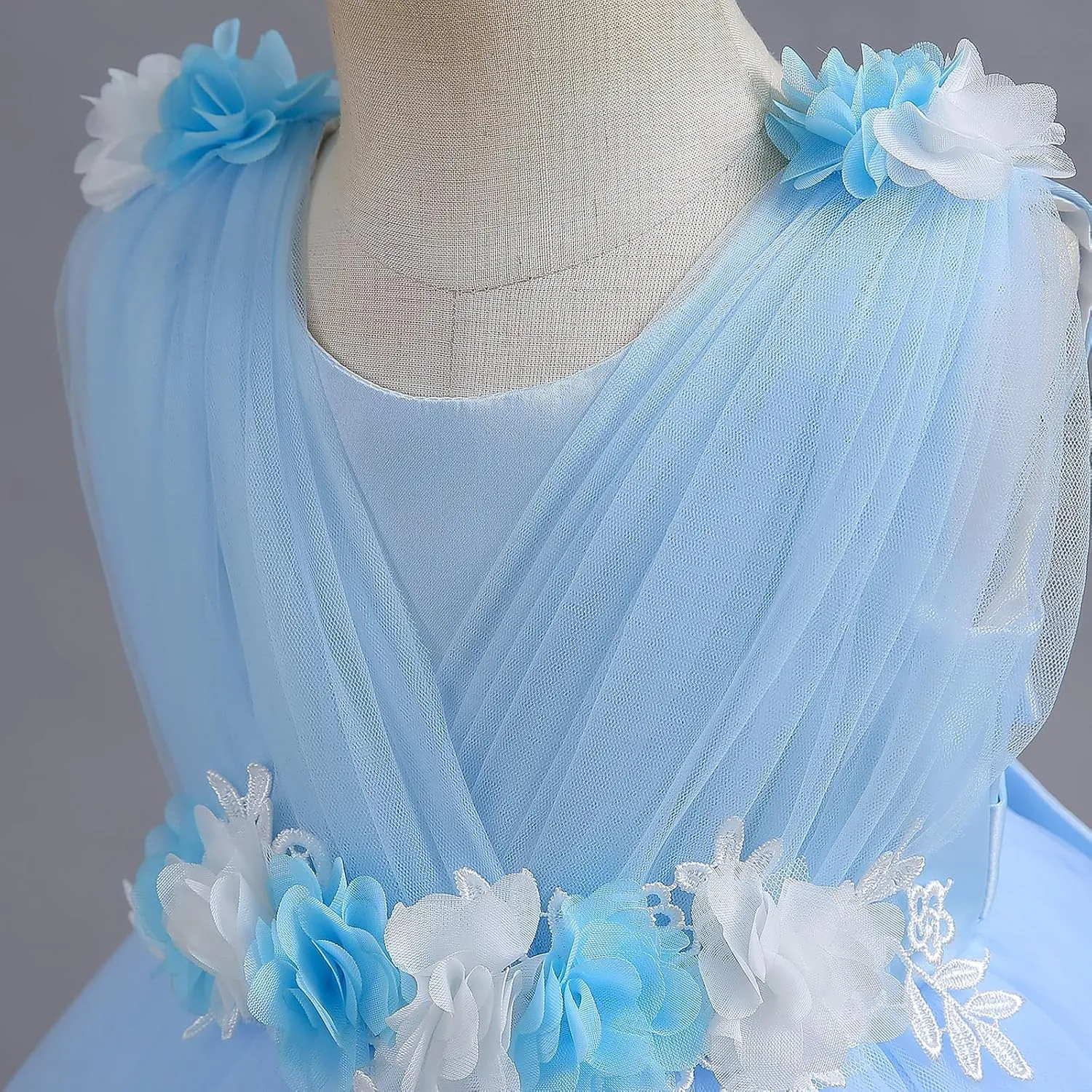 IBTOM CASTLE Toddler Flower Girls Tulle Dress Sleeveless Princess Tutu Dress Birthday Party Wedding Pageant Gown