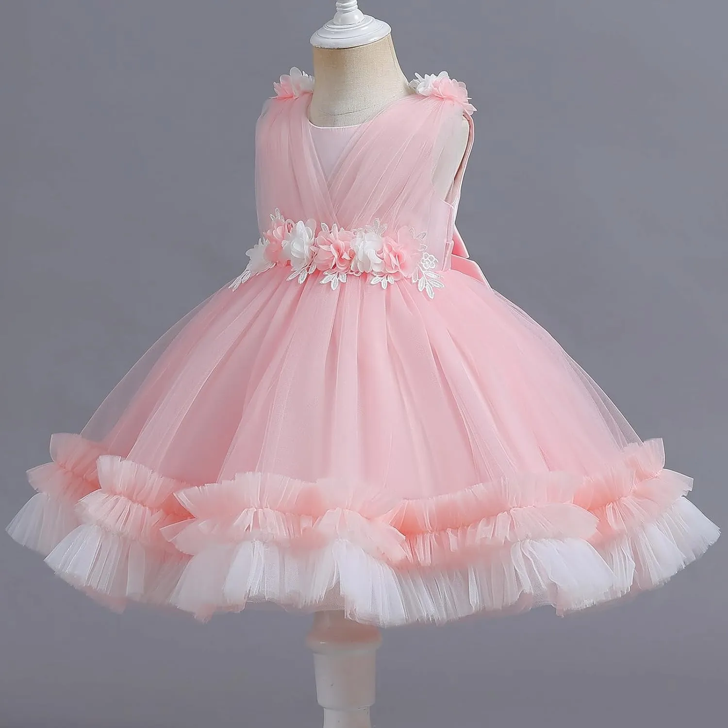 IBTOM CASTLE Toddler Flower Girls Tulle Dress Sleeveless Princess Tutu Dress Birthday Party Wedding Pageant Gown