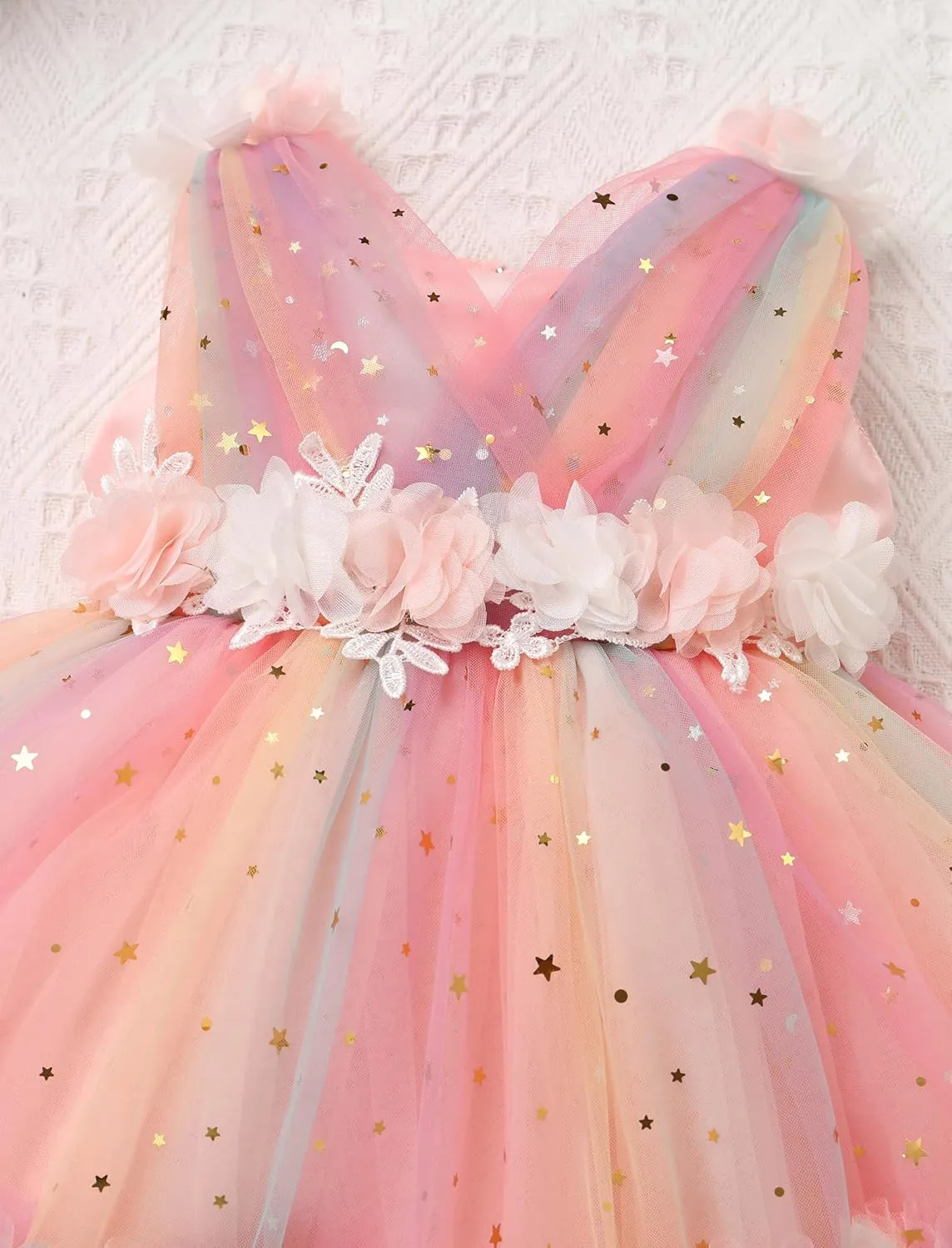 IBTOM CASTLE Toddler Flower Girls Tulle Dress Sleeveless Princess Tutu Dress Birthday Party Wedding Pageant Gown