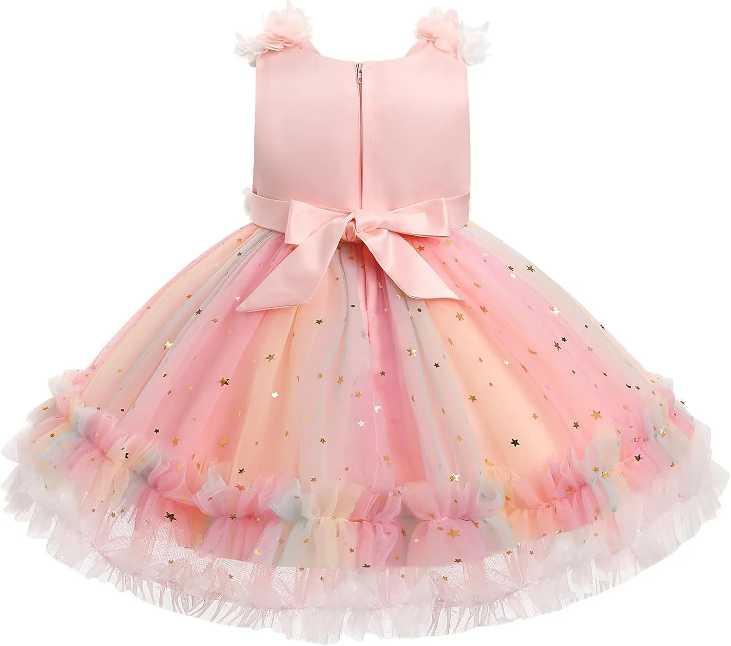 IBTOM CASTLE Toddler Flower Girls Tulle Dress Sleeveless Princess Tutu Dress Birthday Party Wedding Pageant Gown