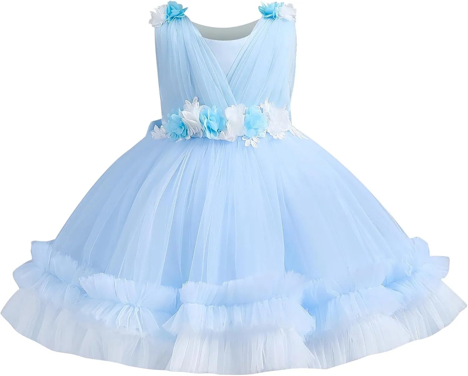 IBTOM CASTLE Toddler Flower Girls Tulle Dress Sleeveless Princess Tutu Dress Birthday Party Wedding Pageant Gown