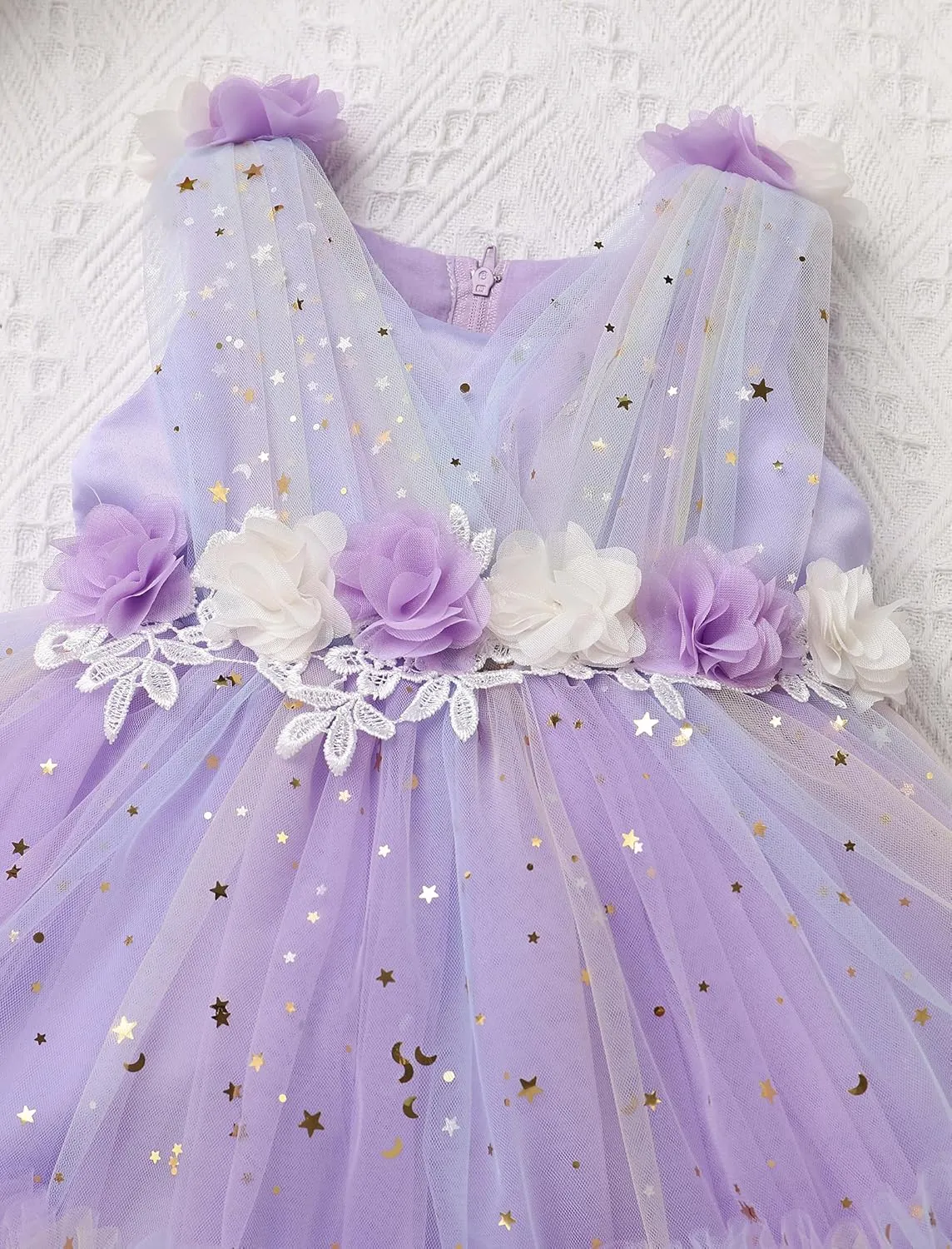 IBTOM CASTLE Toddler Flower Girls Tulle Dress Sleeveless Princess Tutu Dress Birthday Party Wedding Pageant Gown