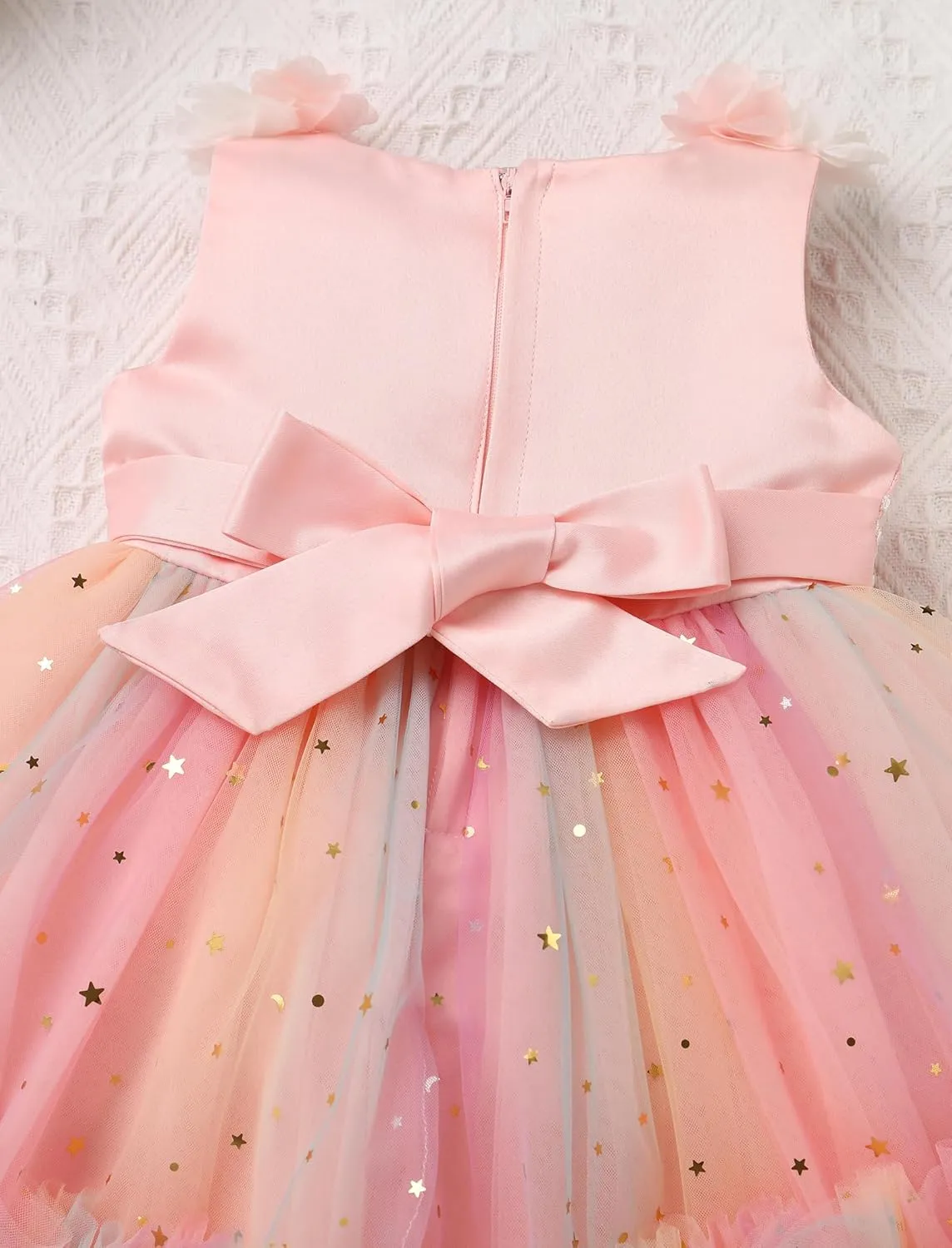 IBTOM CASTLE Toddler Flower Girls Tulle Dress Sleeveless Princess Tutu Dress Birthday Party Wedding Pageant Gown