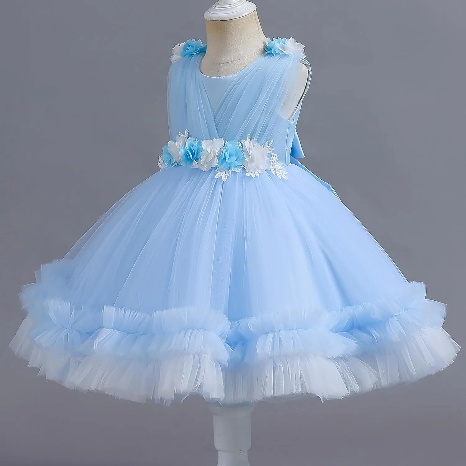 IBTOM CASTLE Toddler Flower Girls Tulle Dress Sleeveless Princess Tutu Dress Birthday Party Wedding Pageant Gown