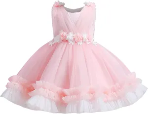 IBTOM CASTLE Toddler Flower Girls Tulle Dress Sleeveless Princess Tutu Dress Birthday Party Wedding Pageant Gown
