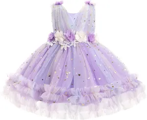 IBTOM CASTLE Toddler Flower Girls Tulle Dress Sleeveless Princess Tutu Dress Birthday Party Wedding Pageant Gown