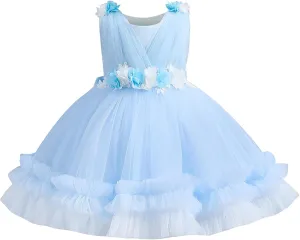 IBTOM CASTLE Toddler Flower Girls Tulle Dress Sleeveless Princess Tutu Dress Birthday Party Wedding Pageant Gown