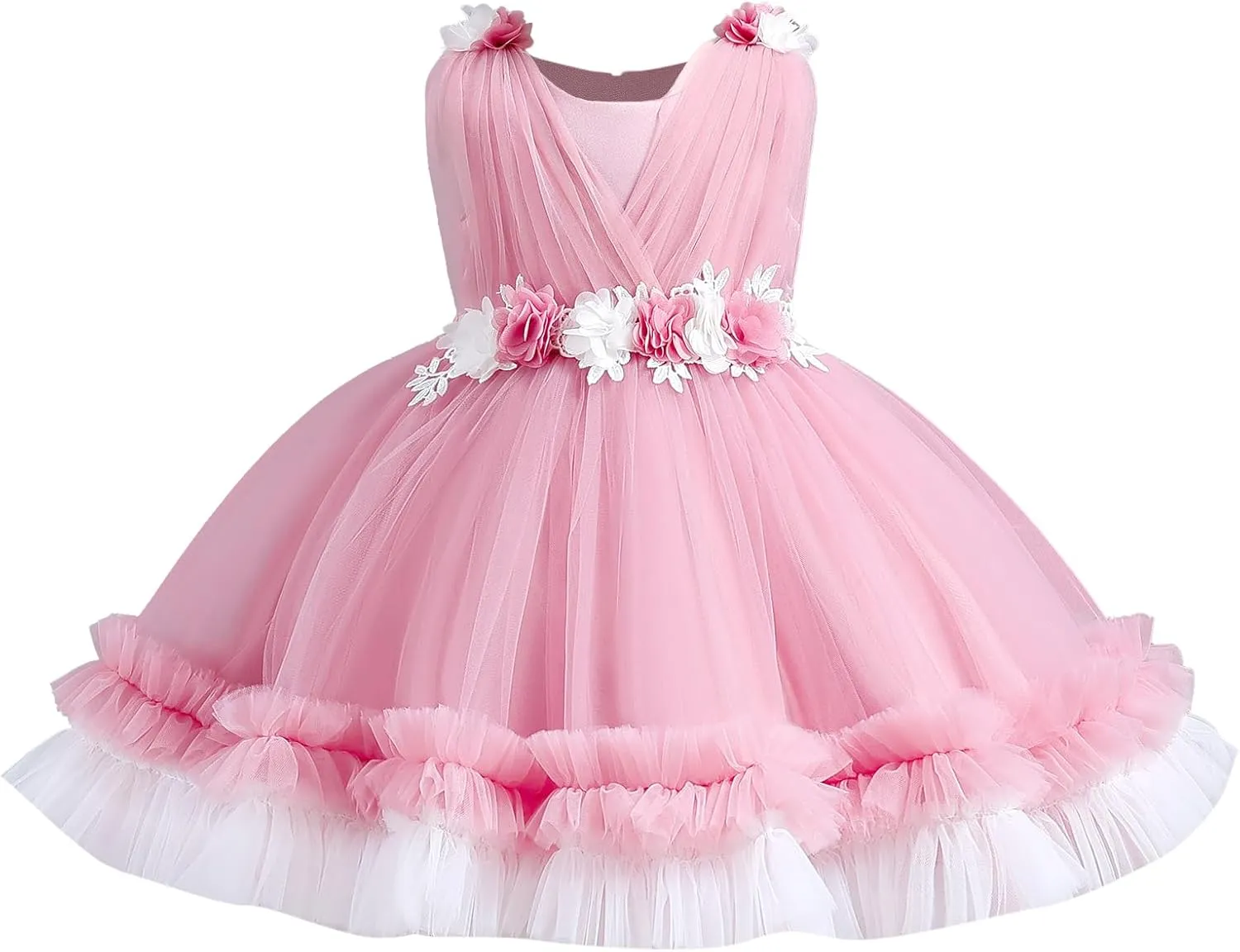 IBTOM CASTLE Toddler Flower Girls Tulle Dress Sleeveless Princess Tutu Dress Birthday Party Wedding Pageant Gown