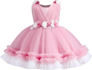 IBTOM CASTLE Toddler Flower Girls Tulle Dress Sleeveless Princess Tutu Dress Birthday Party Wedding Pageant Gown