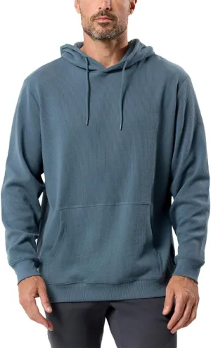 INTO THE AM Waffle Knit Pullover Hoodie for Men S-4XL Slim Fit Fall Knitted Waffleknit Textured Thermal Hooded Sweater