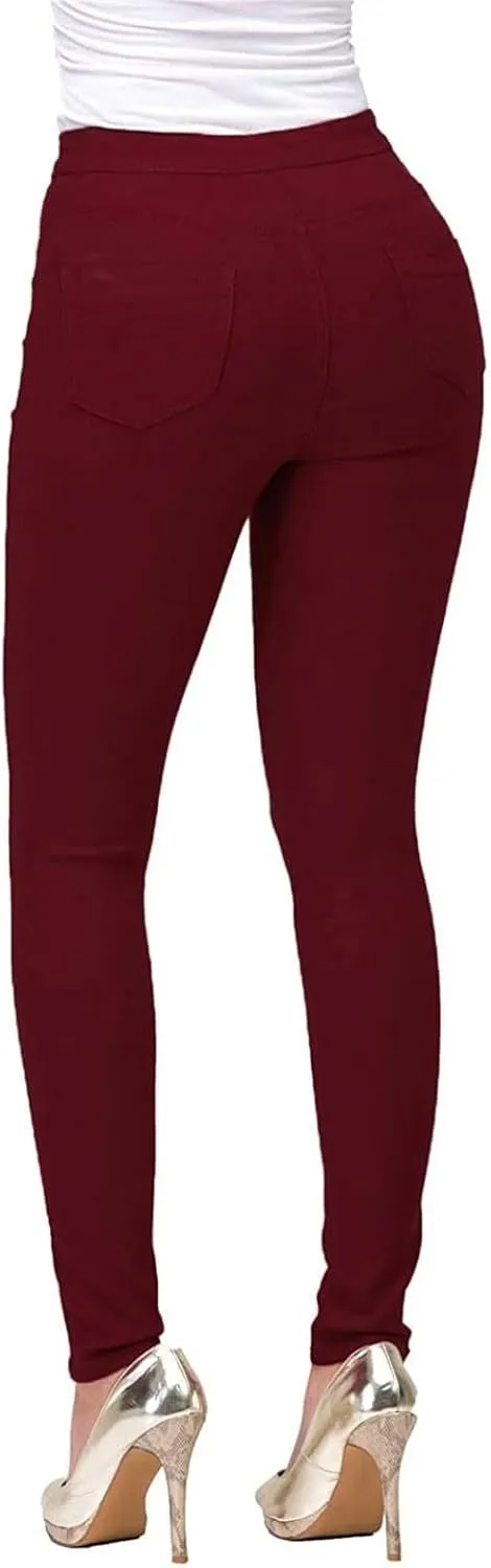 Jeggings for Women with Pocket High Waisted Button Fly Skinny Mom Jeans Tummy Control Stretchy Denim Pencil Pants