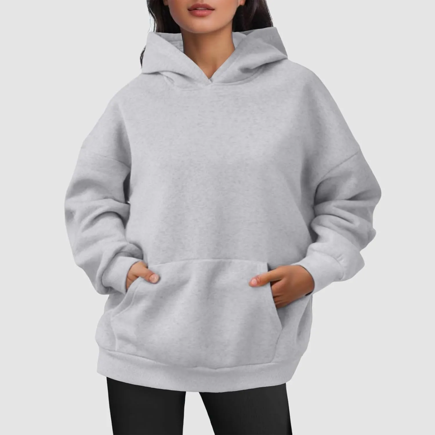 JiXiang Pink Hoodie Womens Oversized Hoodies Fleece Sweatshirts Long Sleeve Sweaters Pullover Fall Clothes with Pocket
