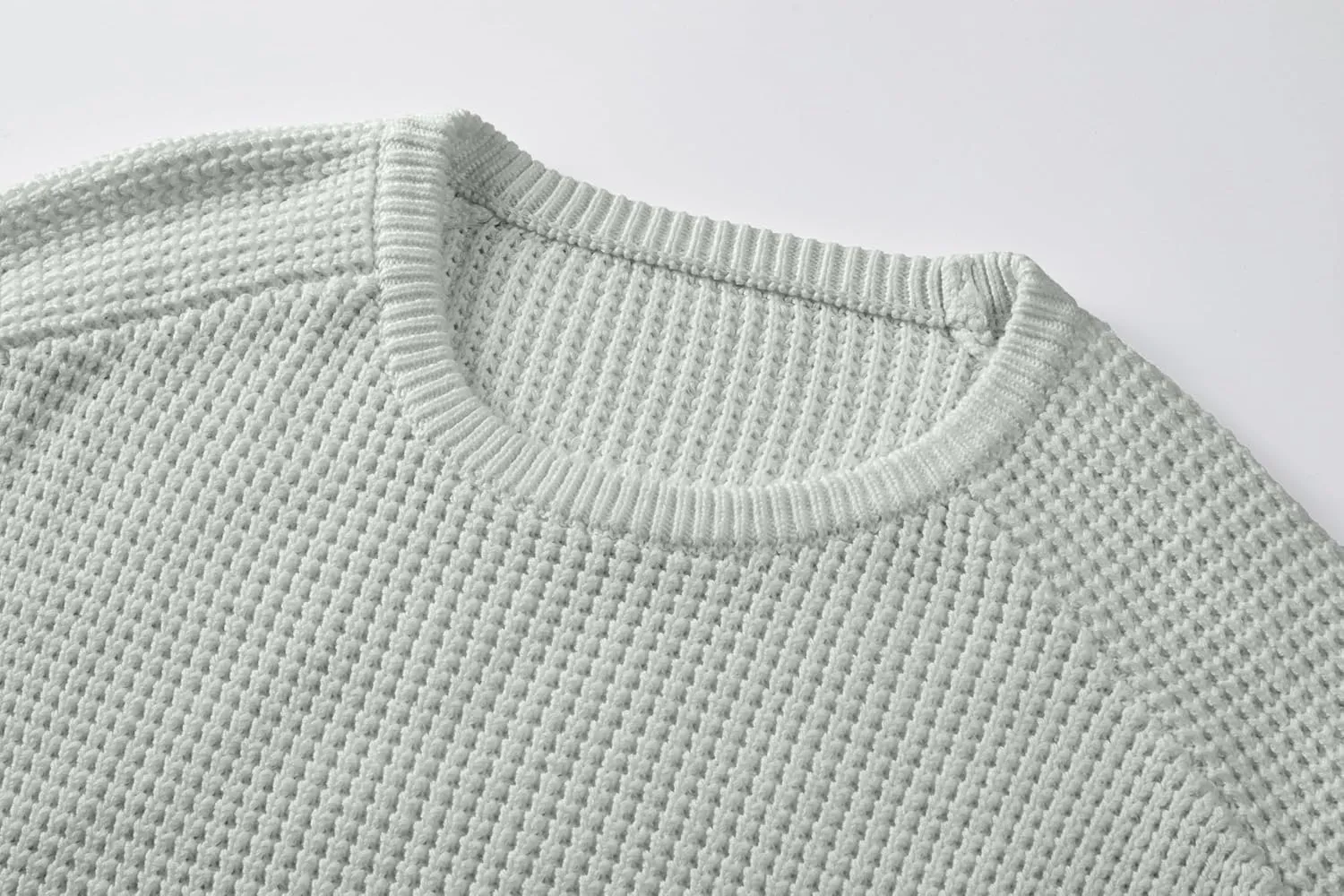 JMIERR Men's Crewneck Pullover Sweater Waffle Textured Knitted Sweaters Casual Loose Fit Sweaters with Ribbing Edge