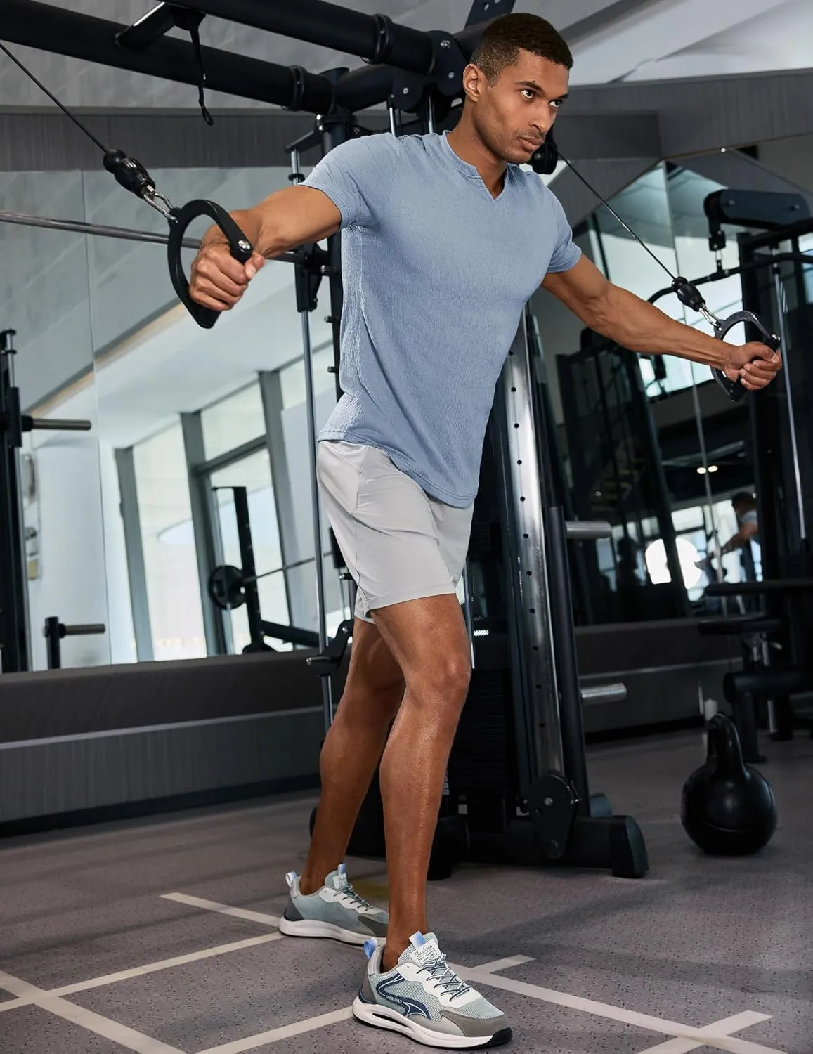 JMIERR Mens Muscle Slim T Shirt Texture V Neck Longline Henley Gym Workout Athletic Tee Shirts