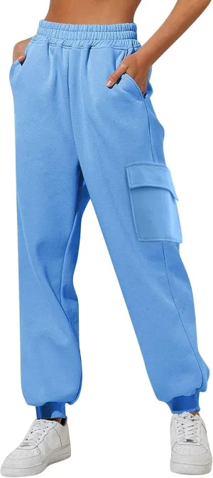 Jogger Fleece Sweat Pants for Women Trendy Plus Size Cinch Bottoms with Pockets Baggy Sweatpants for Teen Girls