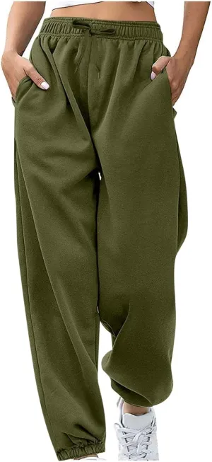 Jogger Sweatpants Women Fleece Lined Athletic High Waisted Joggers with Pockets Baggy Gym Running Workout Pants
