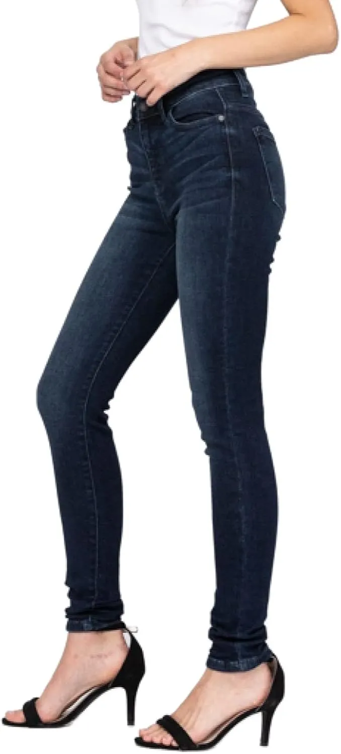 Judy Blue Women's High Waist Skinny Jeans - Super Dark Wash, Stretch Denim, 93% Cotton, Comfortable & Flattering Fit 82132