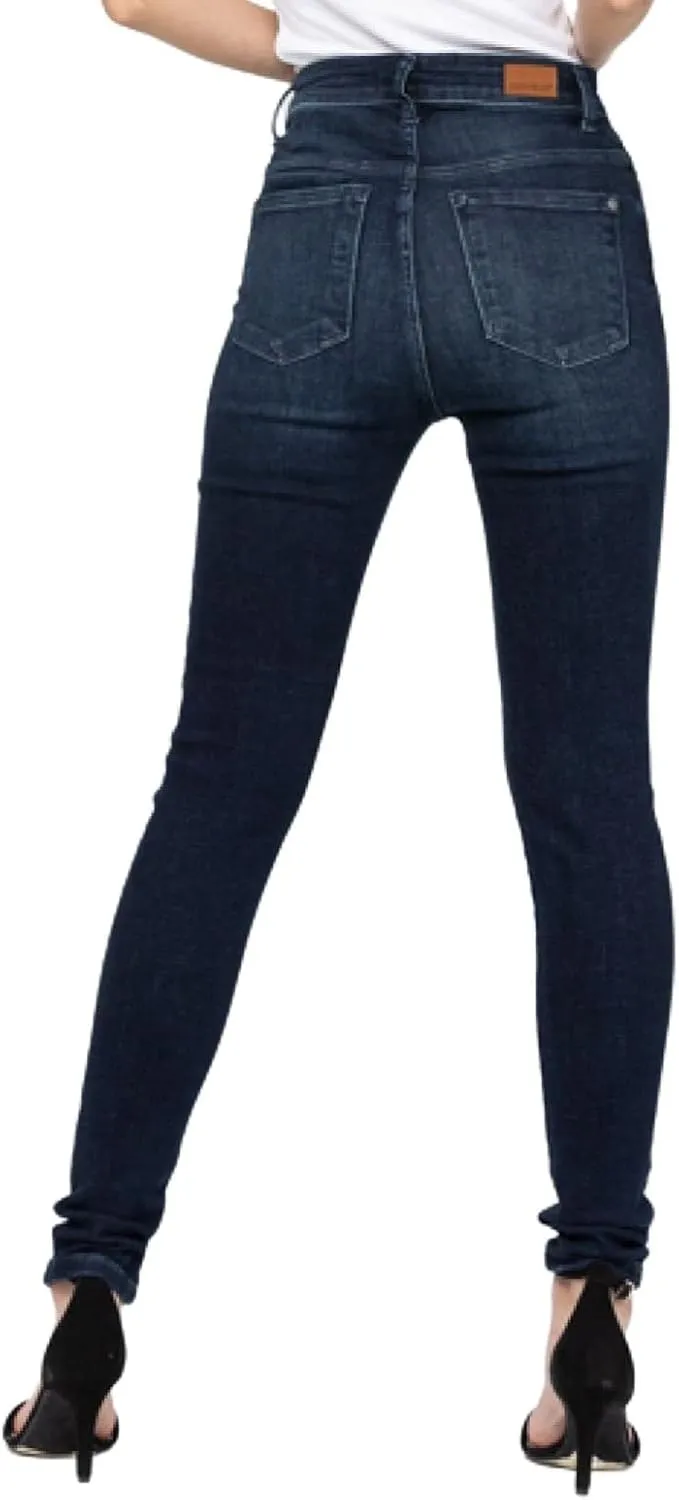 Judy Blue Women's High Waist Skinny Jeans - Super Dark Wash, Stretch Denim, 93% Cotton, Comfortable & Flattering Fit 82132
