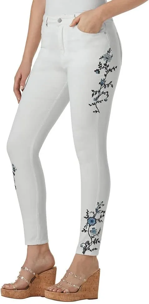 K. Jordan Womens High Waisted Embroidered Skinny Jean, Available in Plus Size