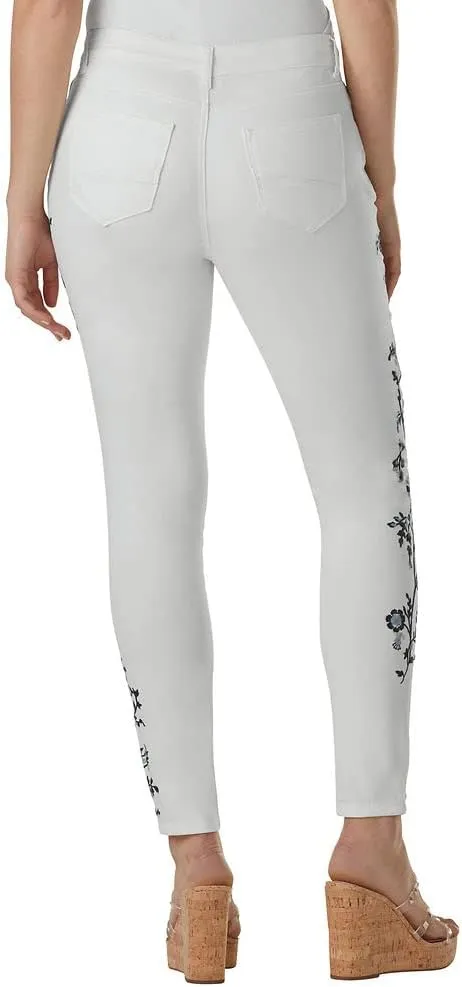 K. Jordan Womens High Waisted Embroidered Skinny Jean, Available in Plus Size