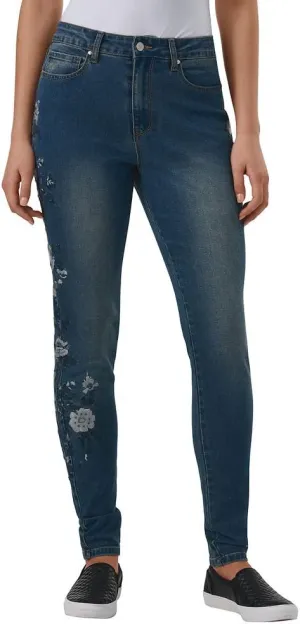 K. Jordan Womens High Waisted Embroidered Skinny Jean, Available in Plus Size