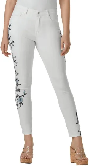 K. Jordan Womens High Waisted Embroidered Skinny Jean, Available in Plus Size