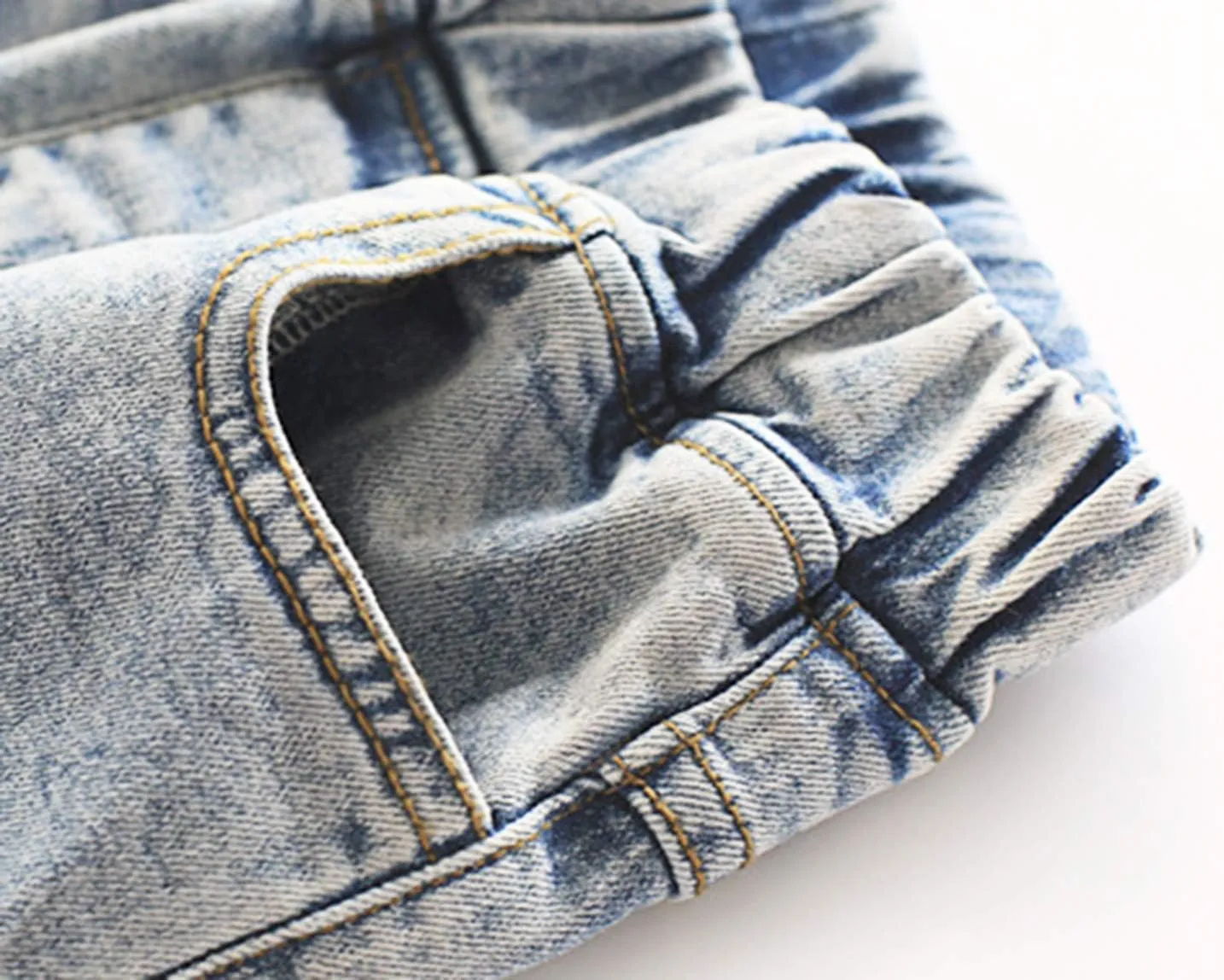 KIDSCOOL SPACE Girls Jeans, Ribbed Elastic Waist Embroidered Denim Pants