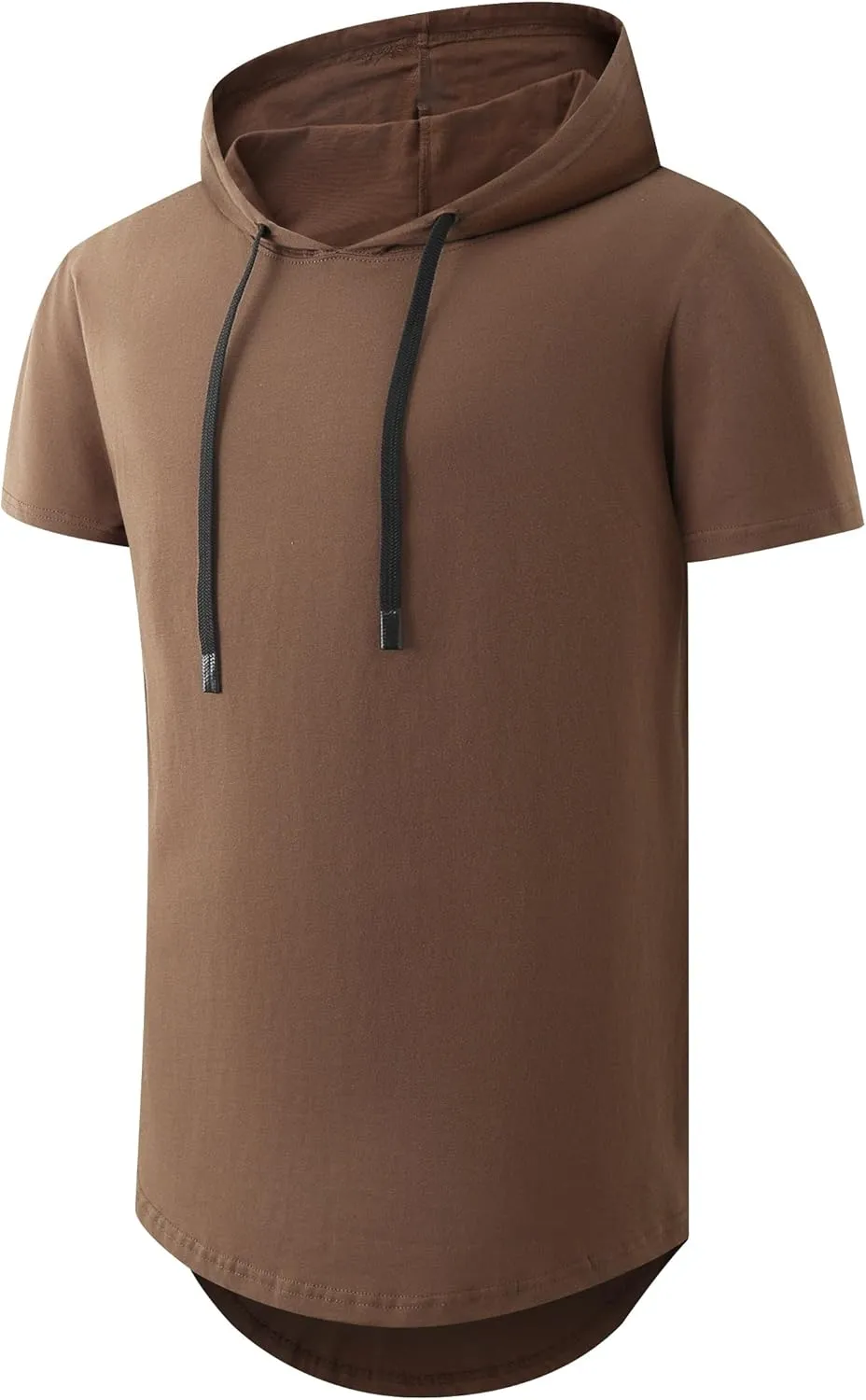 KLIEGOU Mens 100 Cotton Hipster Hip Hop Longline Hoodie T-Shirt Pre - Shrunk S-XXXL
