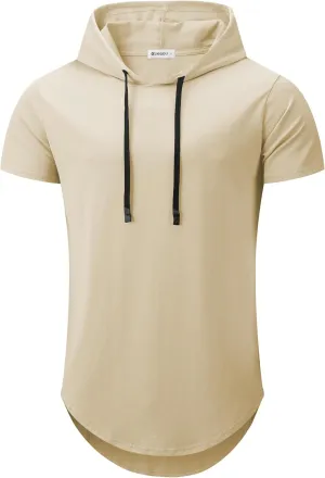 KLIEGOU Mens 100 Cotton Hipster Hip Hop Longline Hoodie T-Shirt Pre - Shrunk S-XXXL
