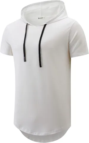 KLIEGOU Mens 100 Cotton Hipster Hip Hop Longline Hoodie T-Shirt Pre - Shrunk S-XXXL