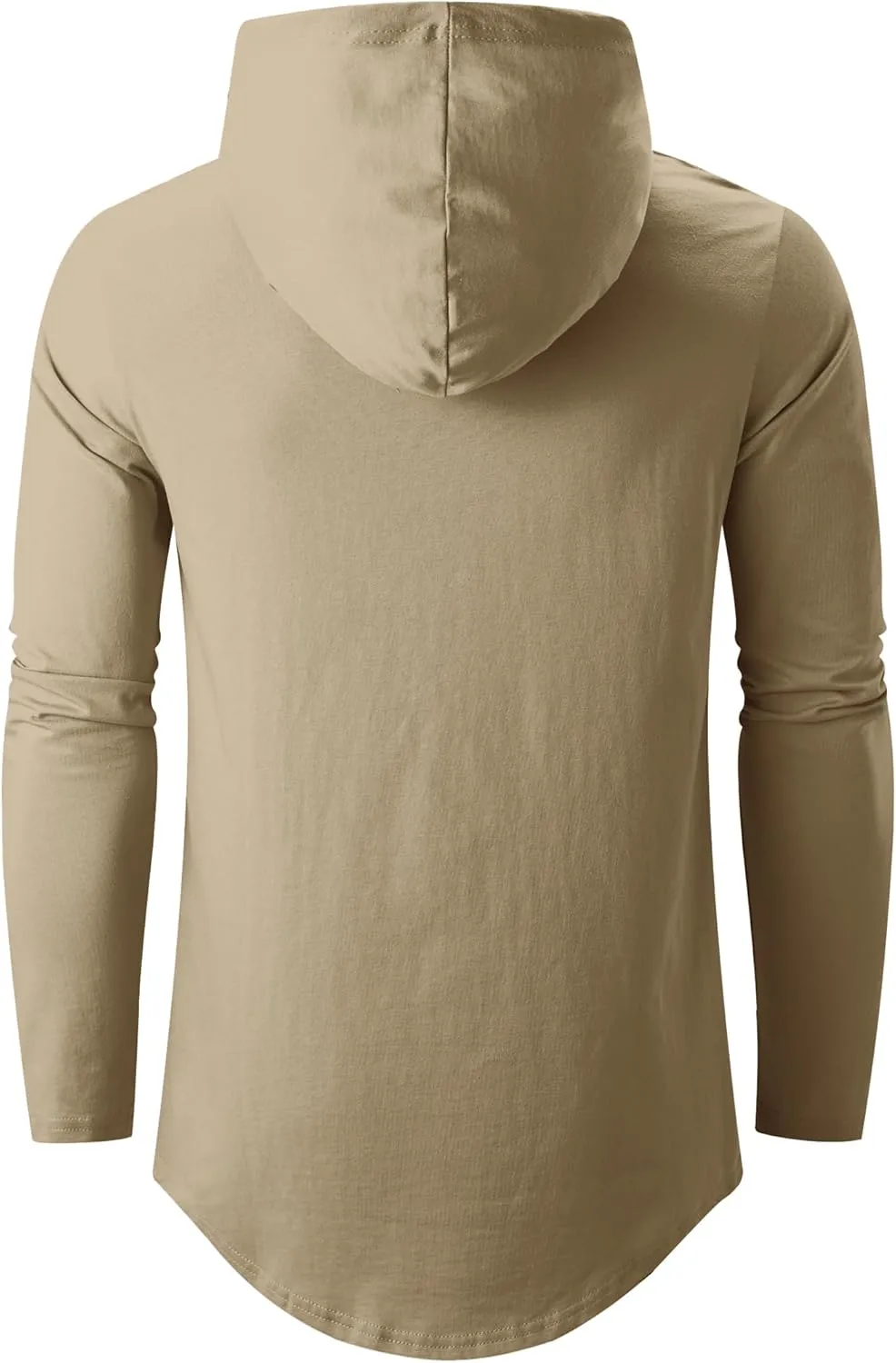 KLIEGOU Mens 100 Cotton Hipster Hip Hop Longline Hoodie T-Shirt Pre - Shrunk S-XXXL