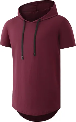 KLIEGOU Mens 100 Cotton Hipster Hip Hop Longline Hoodie T-Shirt Pre - Shrunk S-XXXL