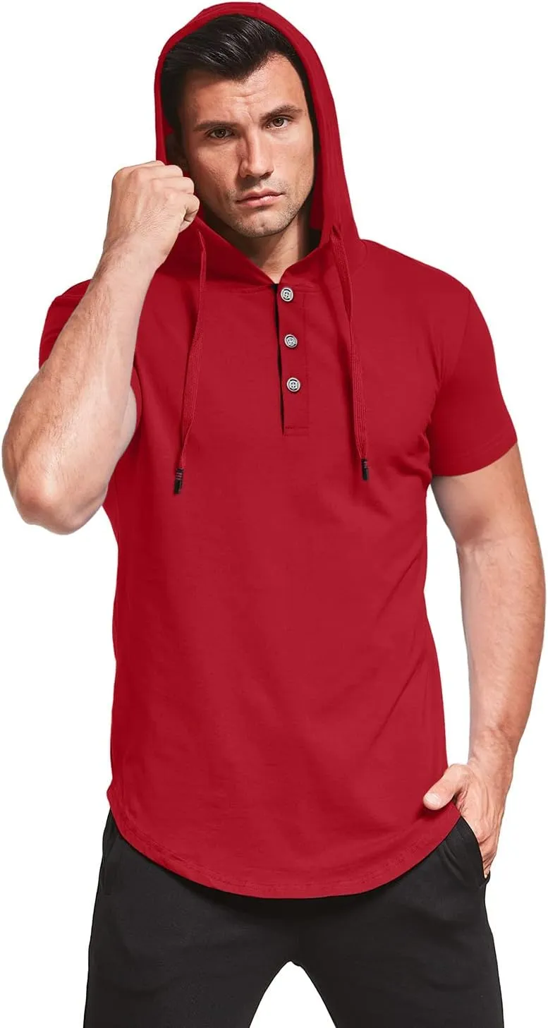 KUYIGO Men's S-5X Short&Long Sleeve Athletic Casual Plus Size Hoodies Sport Sweatshirt Hooded T-Shirts