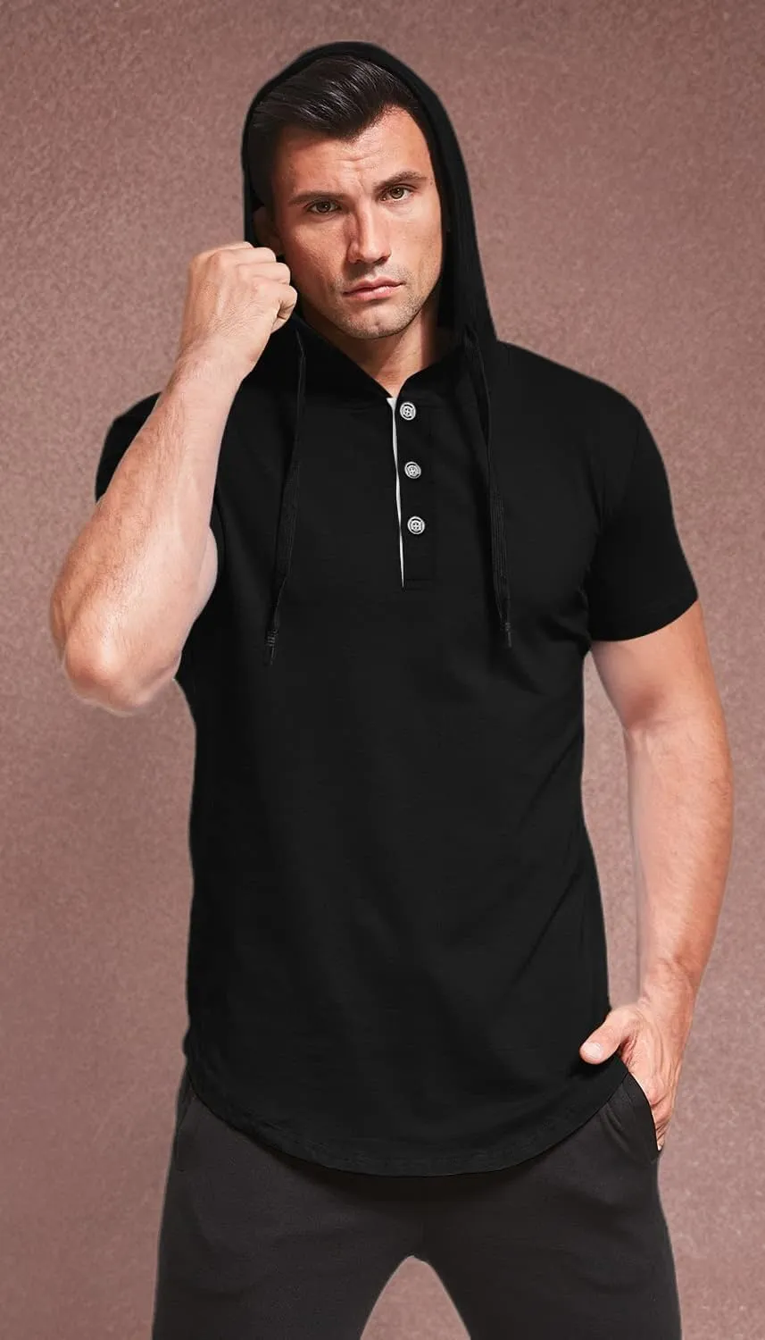 KUYIGO Men's S-5X Short&Long Sleeve Athletic Casual Plus Size Hoodies Sport Sweatshirt Hooded T-Shirts