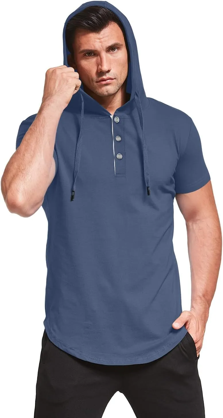 KUYIGO Men's S-5X Short&Long Sleeve Athletic Casual Plus Size Hoodies Sport Sweatshirt Hooded T-Shirts