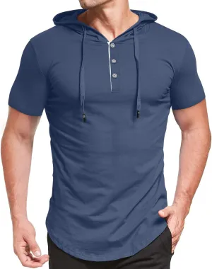 KUYIGO Men's S-5X Short&Long Sleeve Athletic Casual Plus Size Hoodies Sport Sweatshirt Hooded T-Shirts