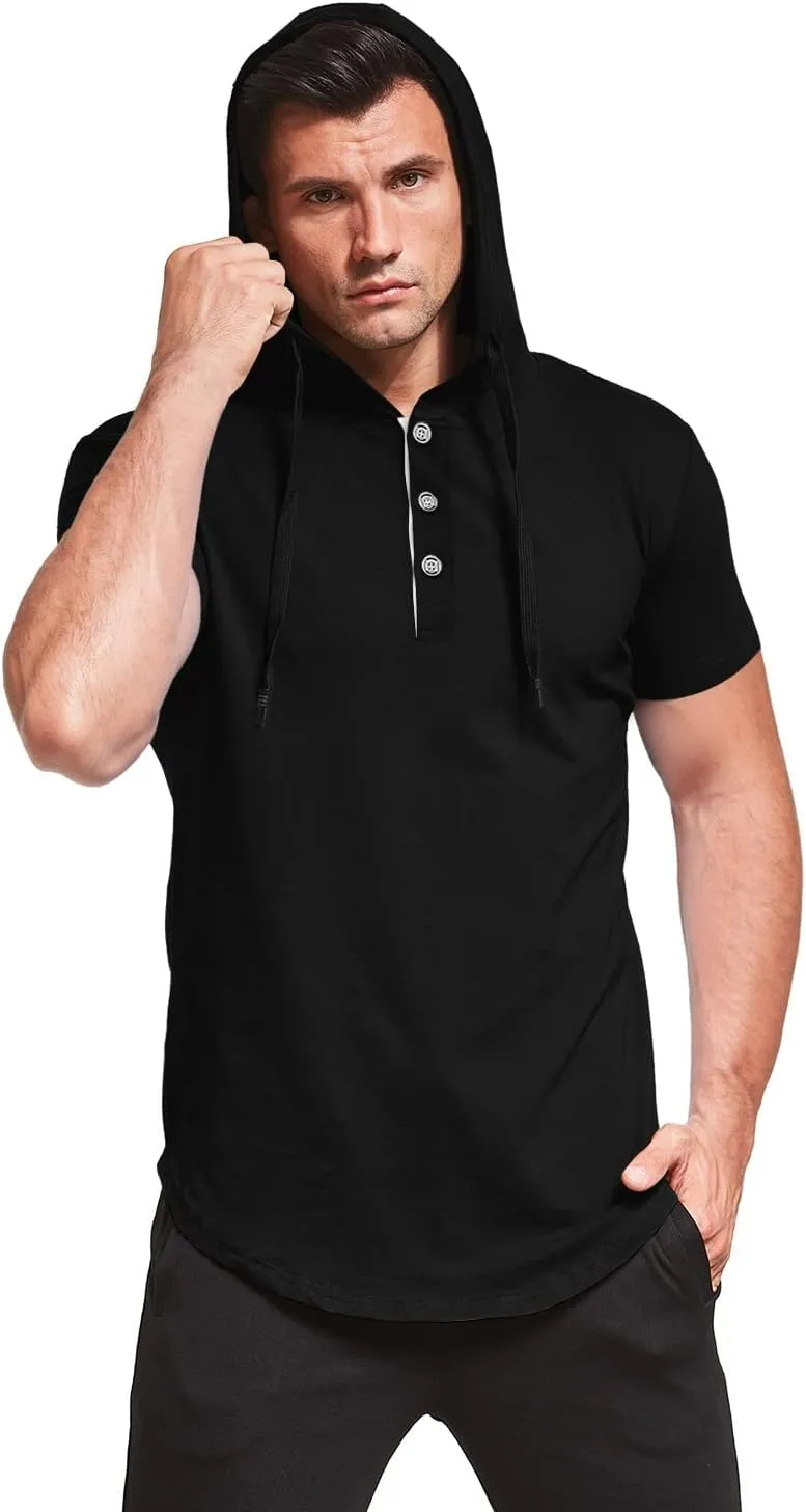 KUYIGO Men's S-5X Short&Long Sleeve Athletic Casual Plus Size Hoodies Sport Sweatshirt Hooded T-Shirts
