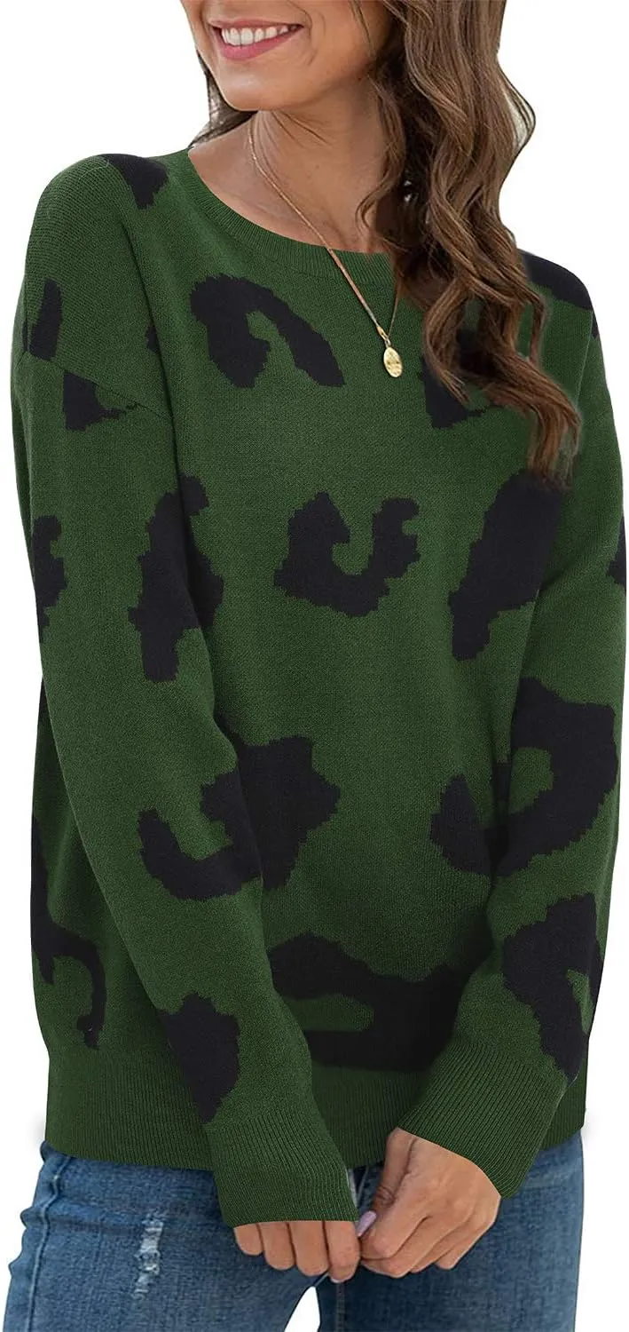 LAISHEN Women's Fall Fashion 2025 Casual Long Sleeve Crewneck Loose Knit Pullover Cute Sweater Tops