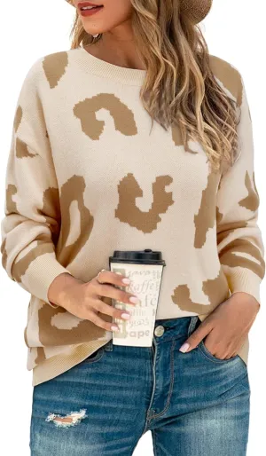LAISHEN Women's Fall Fashion 2025 Casual Long Sleeve Crewneck Loose Knit Pullover Cute Sweater Tops