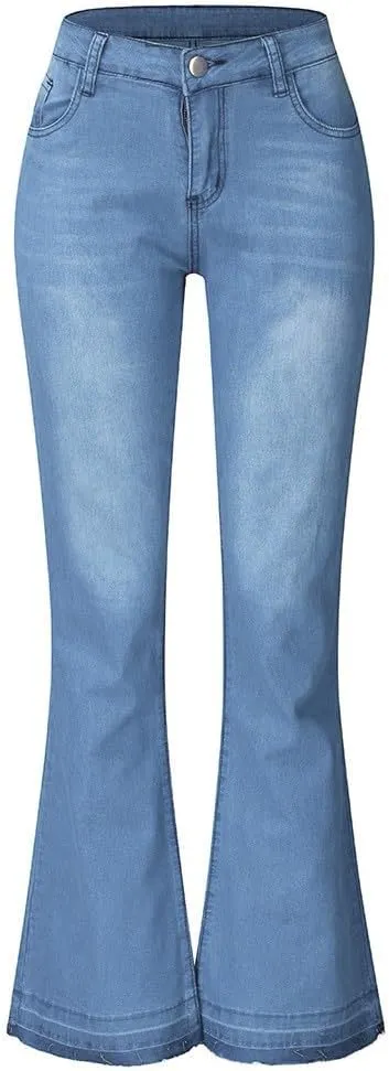 LCMTWX Stretch Jeans for Women Leg Solid Button Shopping Girls Clothes for Women Blue Tummy Control Jeans Plus Size Womens