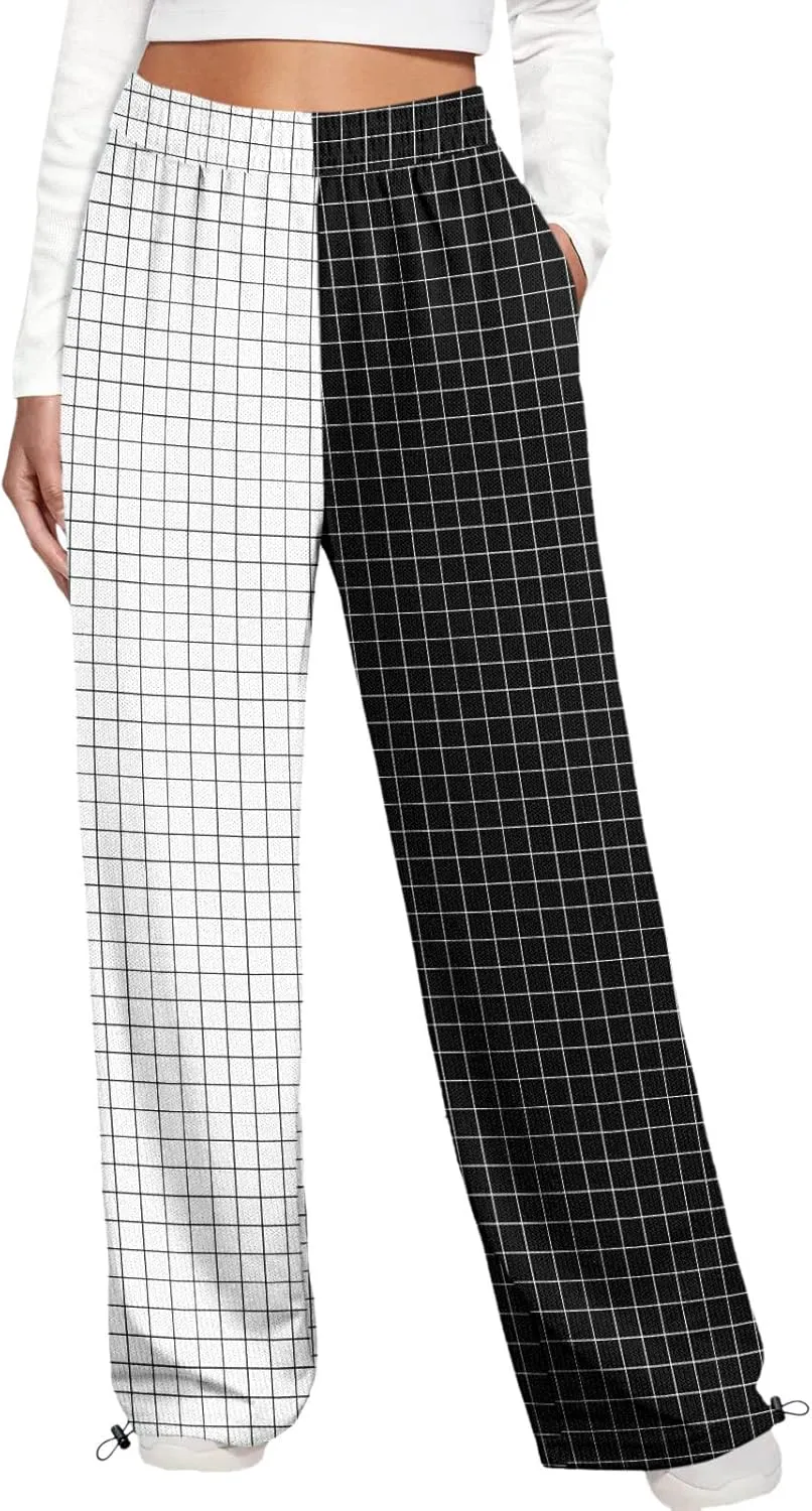 LCMTWX Sweatpants Women Baggy Waist Print High Sweatpants Pockets Athletic Trousers Women's Pants Pants Woman's Joggers