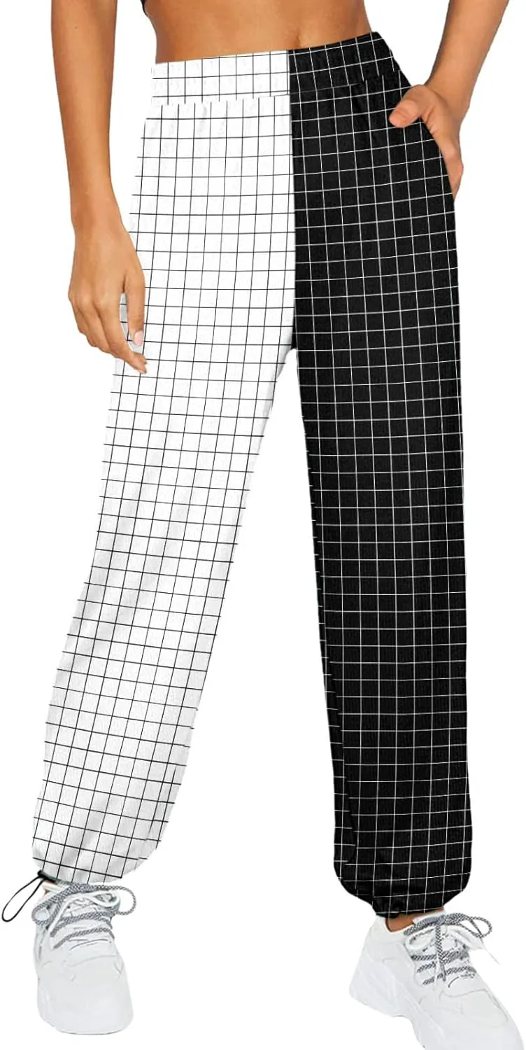 LCMTWX Sweatpants Women Baggy Waist Print High Sweatpants Pockets Athletic Trousers Women's Pants Pants Woman's Joggers