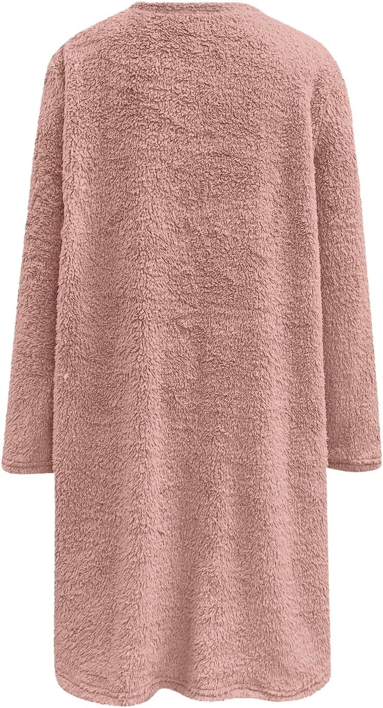 LCMTWX Womens 2023 Winter Fuzzy Fleece Jacket Fleece Thickening Plus Size Coat Jacket Solid Oversized Fuzzy Fleece Fluffy
