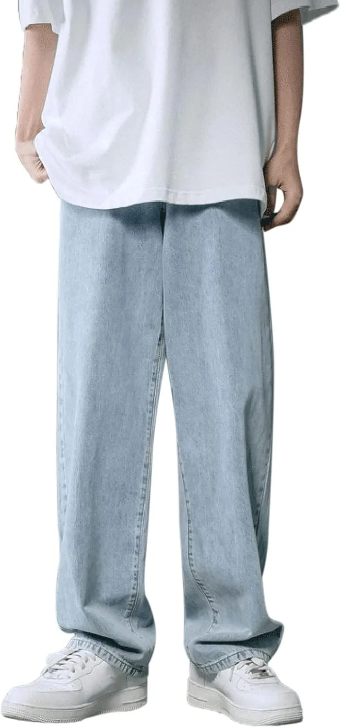 Leg Men's Pants Plus-Size Street Pants with Pocket Fashion Jeans Nine Points Pants Comfort Flex Waist Jean Men