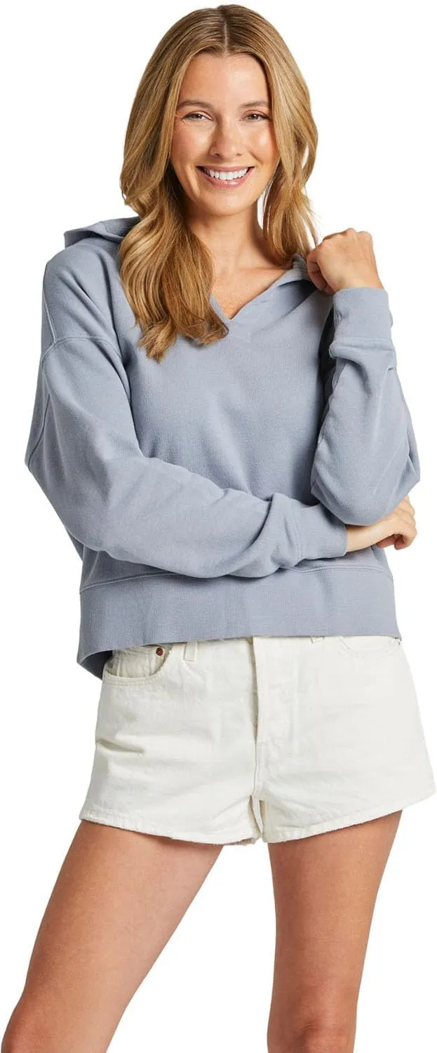 Life is Good - Womens Solid French Terry Boxy Pullover Hoodie